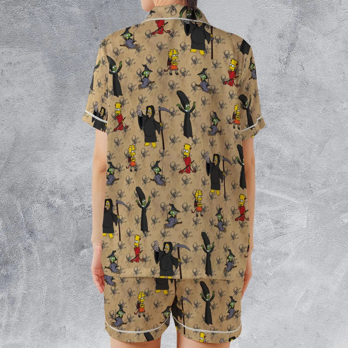 Satin Short-Sleeve Pajamas Set - QXMWNGJT