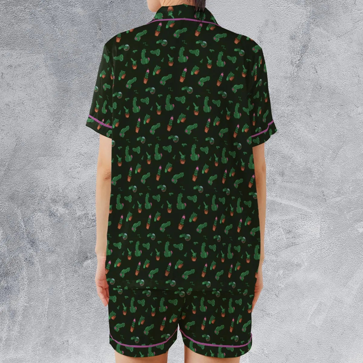 Satin Short-Sleeve Pajamas Set - KJ4DNV8N