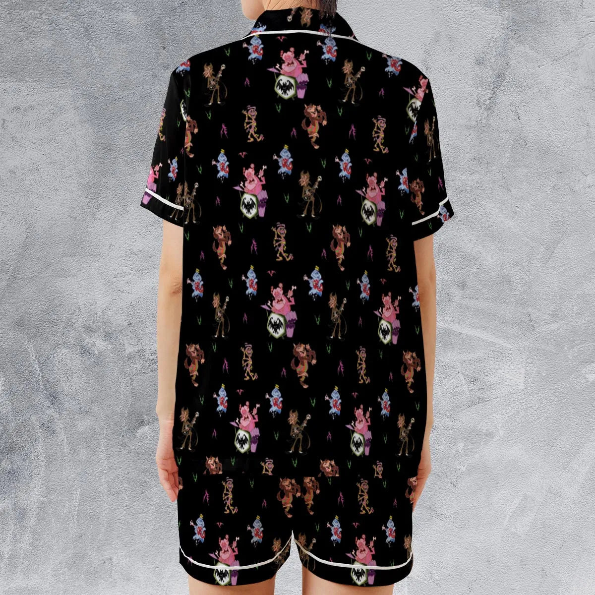 Satin Short-Sleeve Pajamas Set - BQKP3C9R