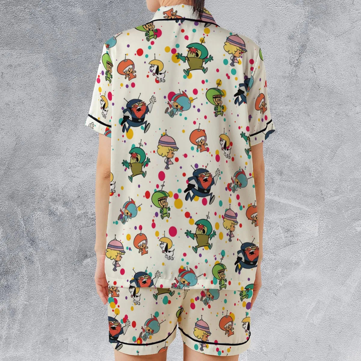 Satin Short-Sleeve Pajamas Set - GAHZ383F