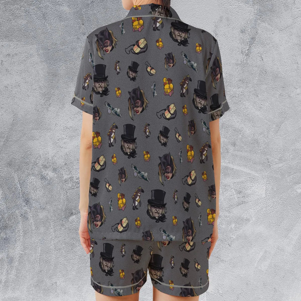 Satin Short-Sleeve Pajamas Set - BUYXPMMJ