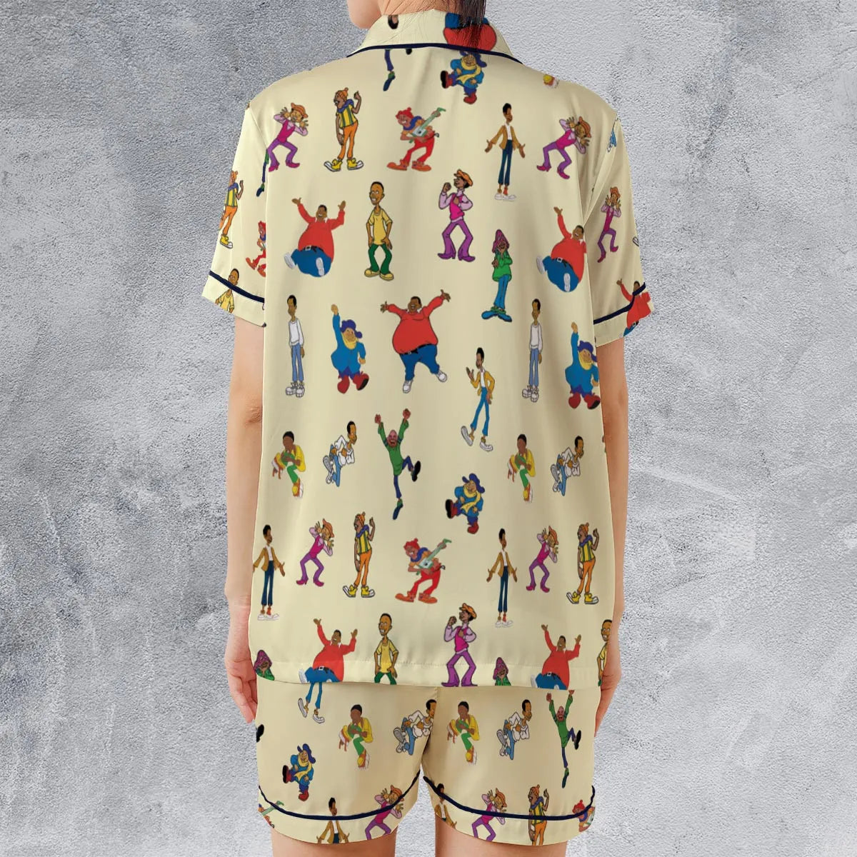 Satin Short-Sleeve Pajamas Set - M9BEZ38A