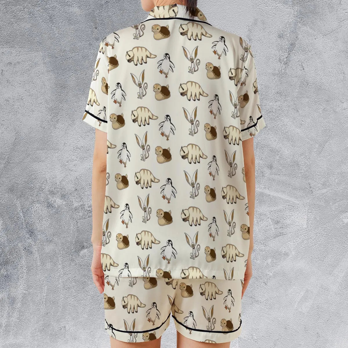 Satin Short-Sleeve Pajamas Set - KFM8GWEN