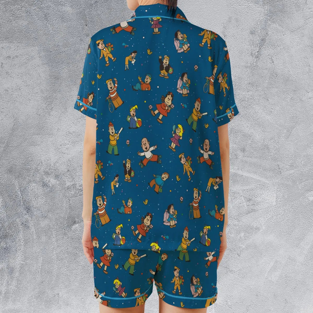 Satin Short-Sleeve Pajamas Set - HUAT7CNJ