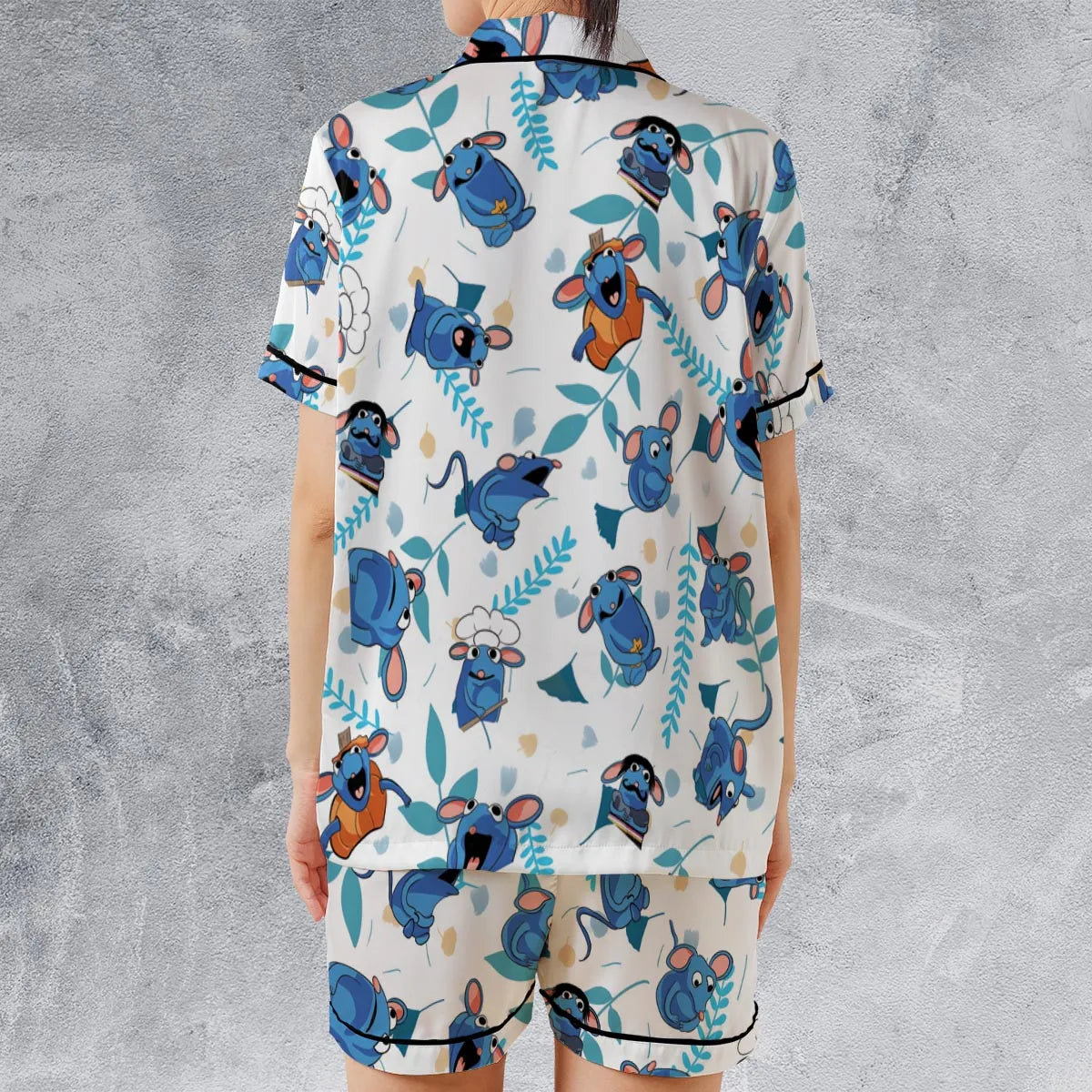 Satin Short-Sleeve Pajamas Set - FWQYMPAQ