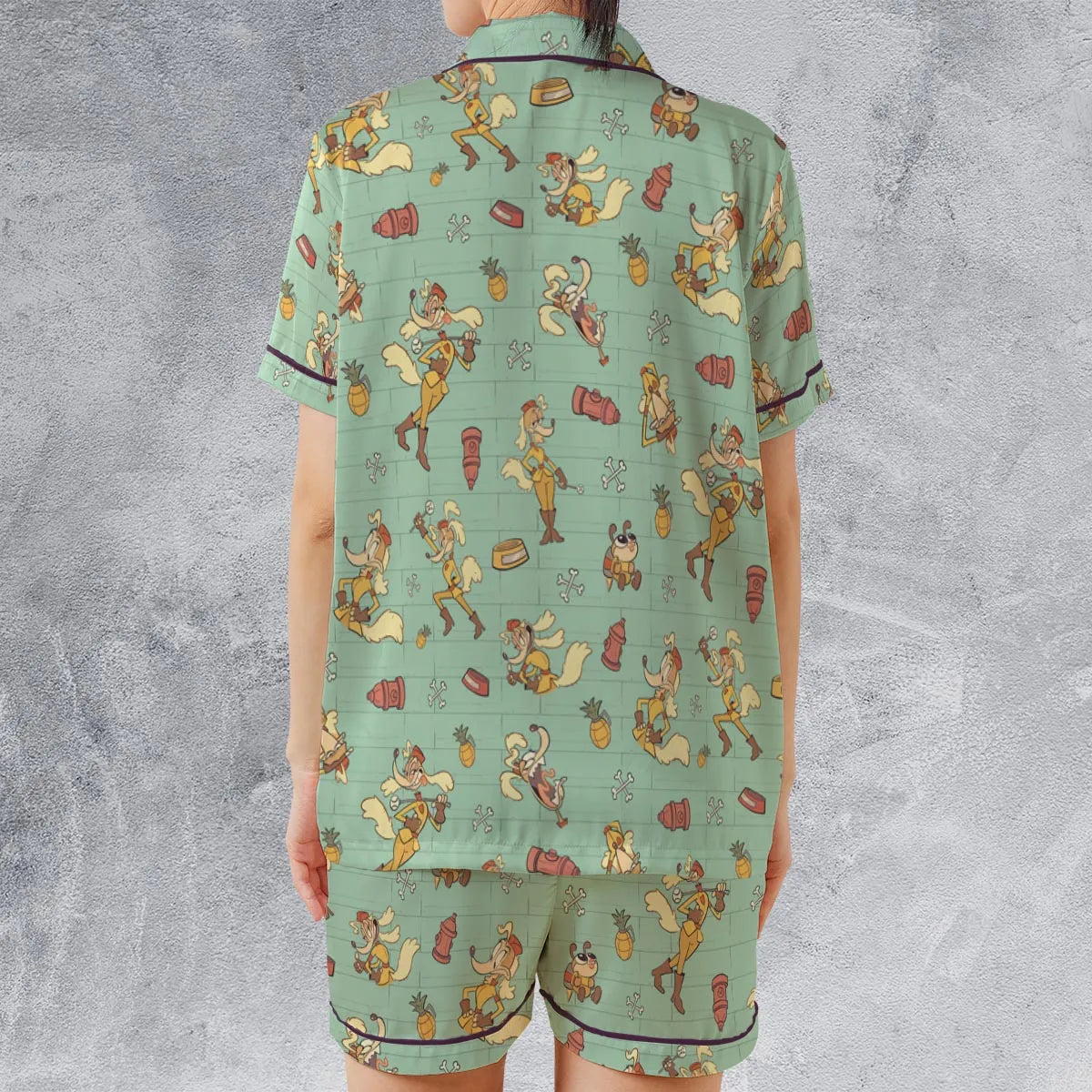 Satin Short-Sleeve Pajamas Set - DW7JLLQR