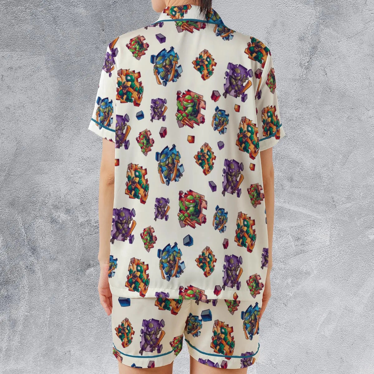 Satin Short-Sleeve Pajamas Set - CDEV8TY7