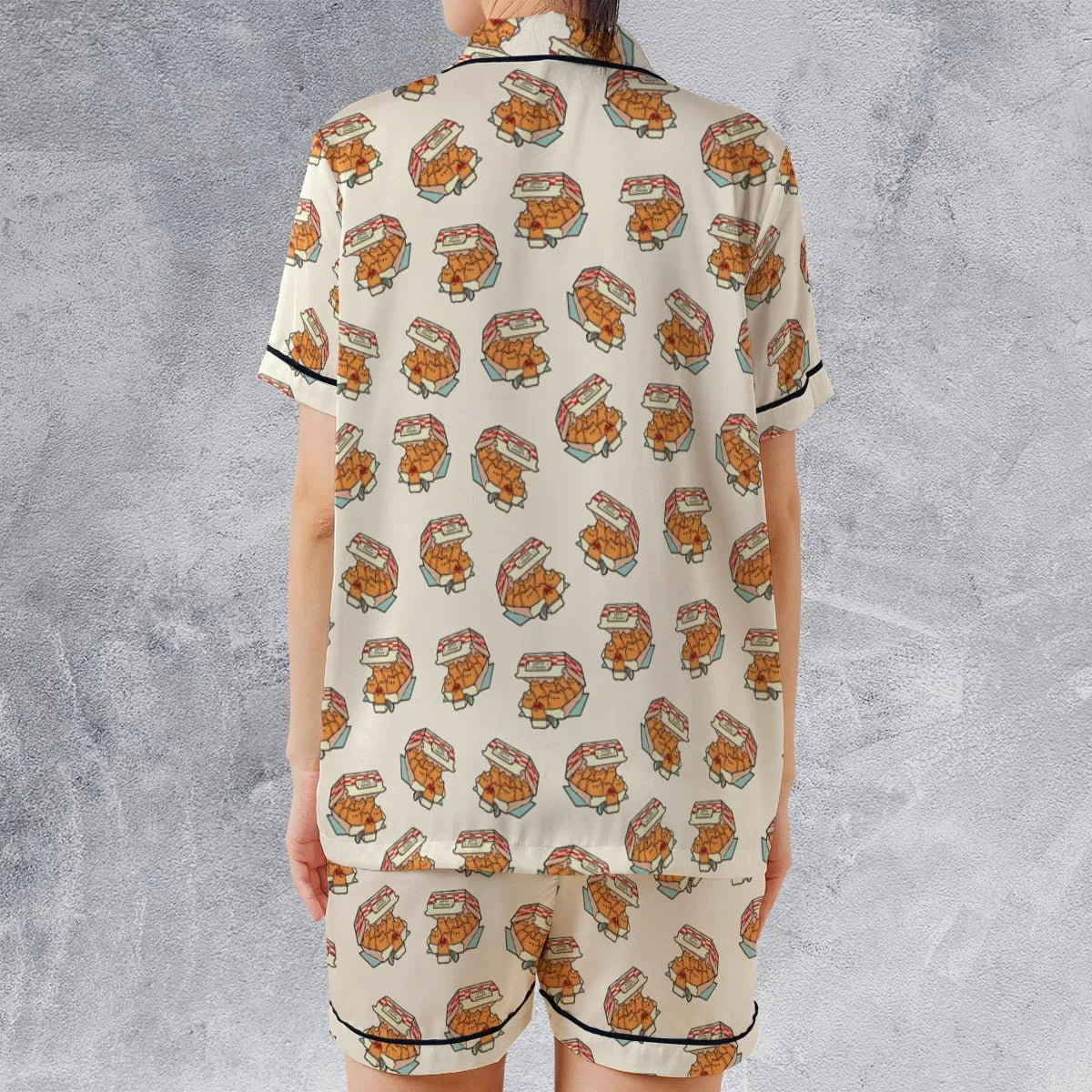 Satin Short-Sleeve Pajamas Set - U7P3B24P