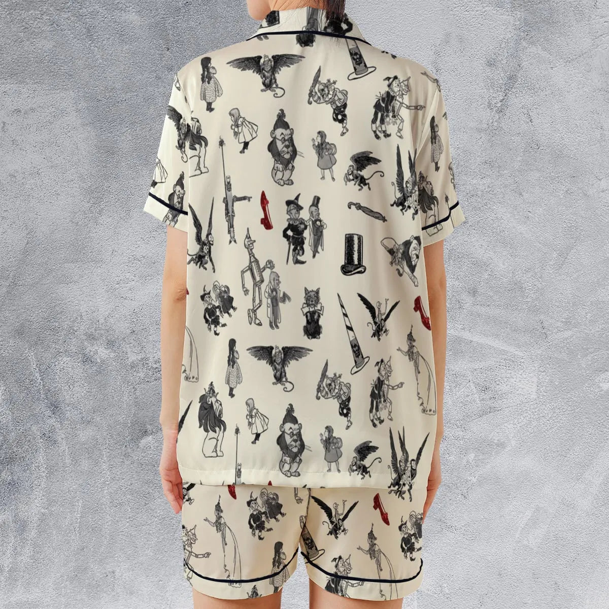 Satin Short-Sleeve Pajamas Set - ATYE813M