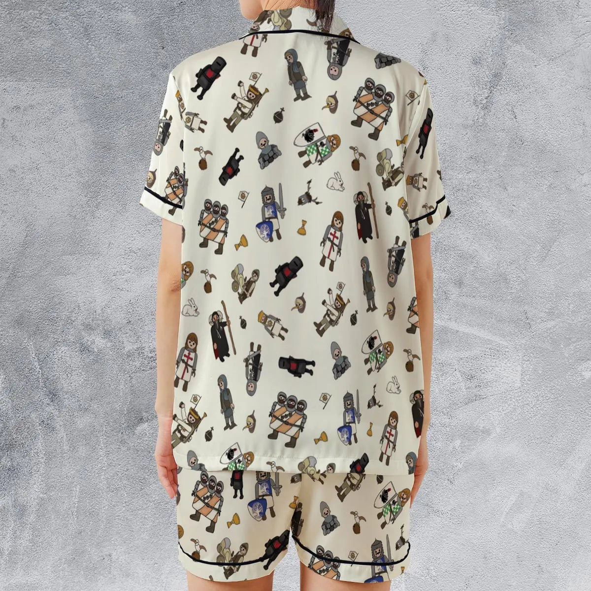 Satin Short-Sleeve Pajamas Set - BFXHUTW1