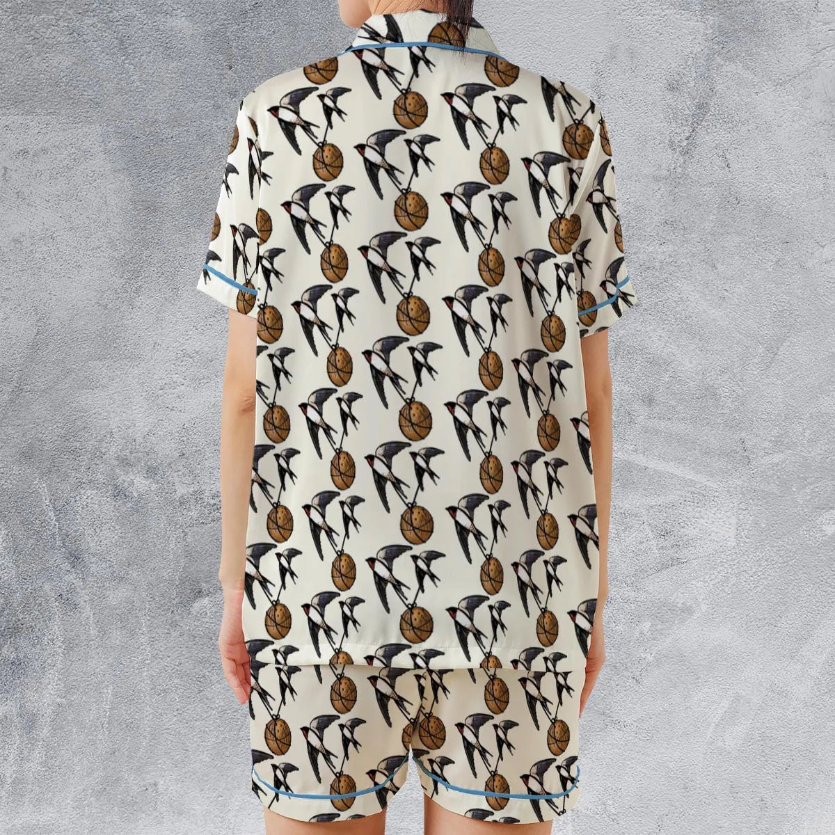 Satin Short-Sleeve Pajamas Set - 4JZMDF1R