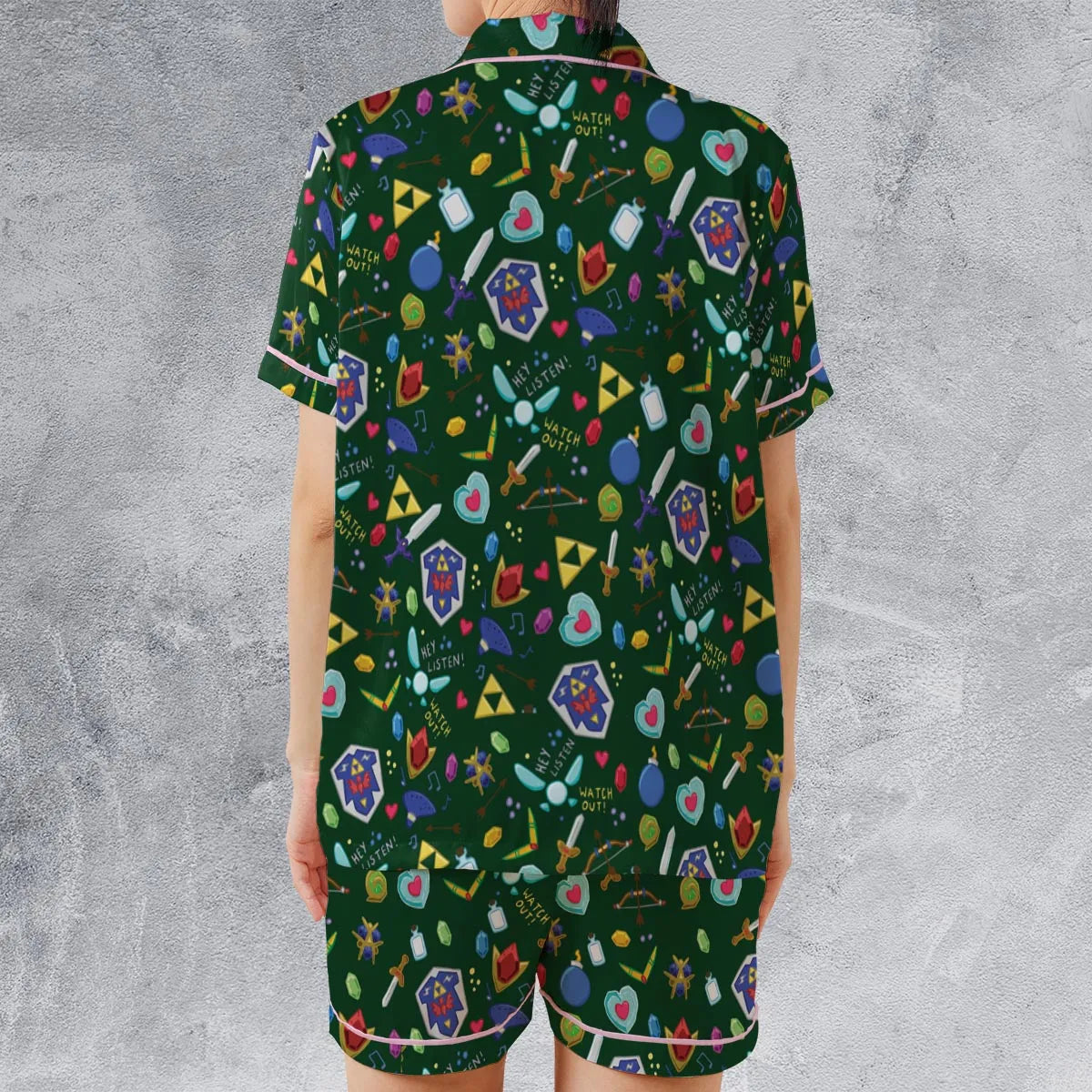 Satin Short-Sleeve Pajamas Set - G5B43NPY
