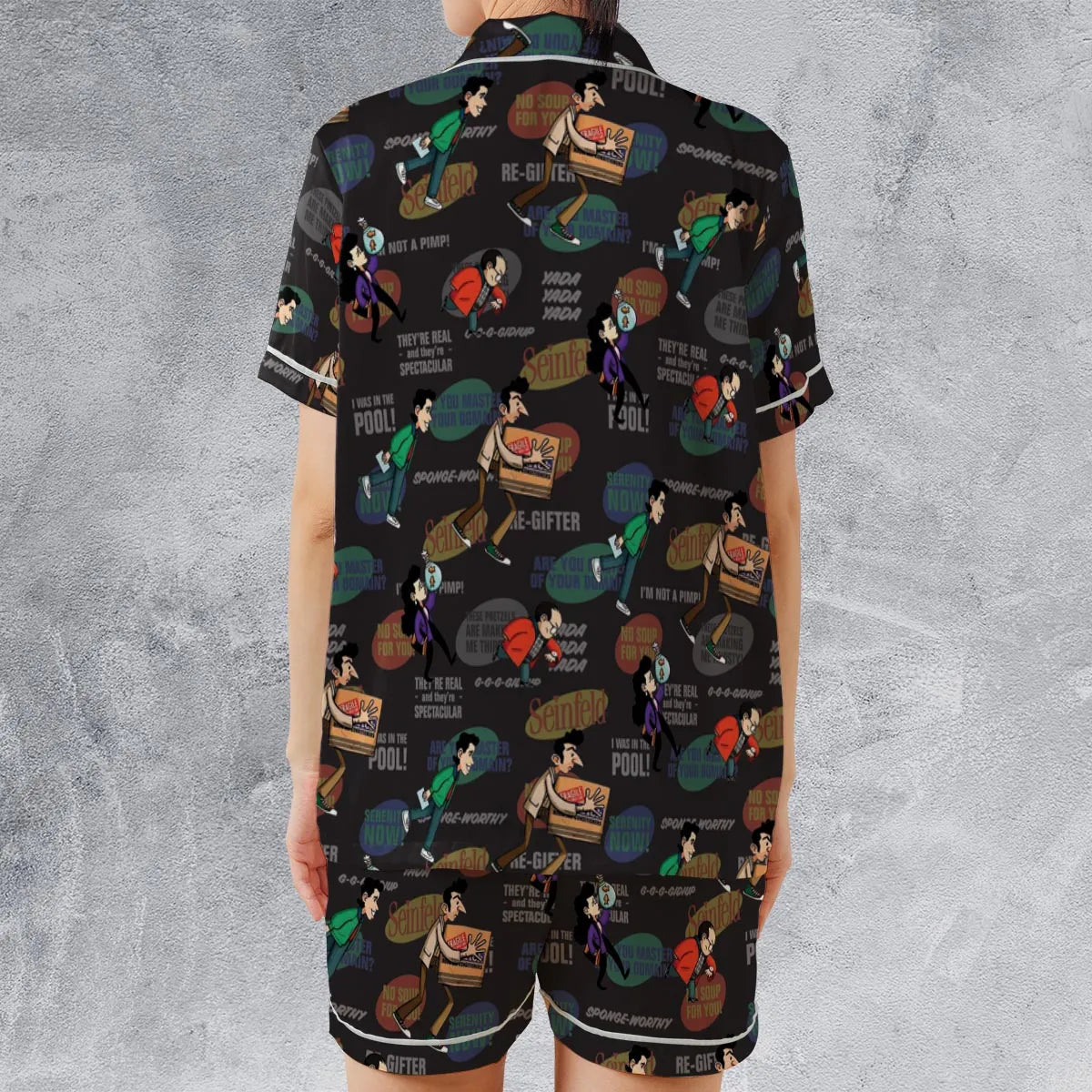 Satin Short-Sleeve Pajamas Set - EYDGJMRV