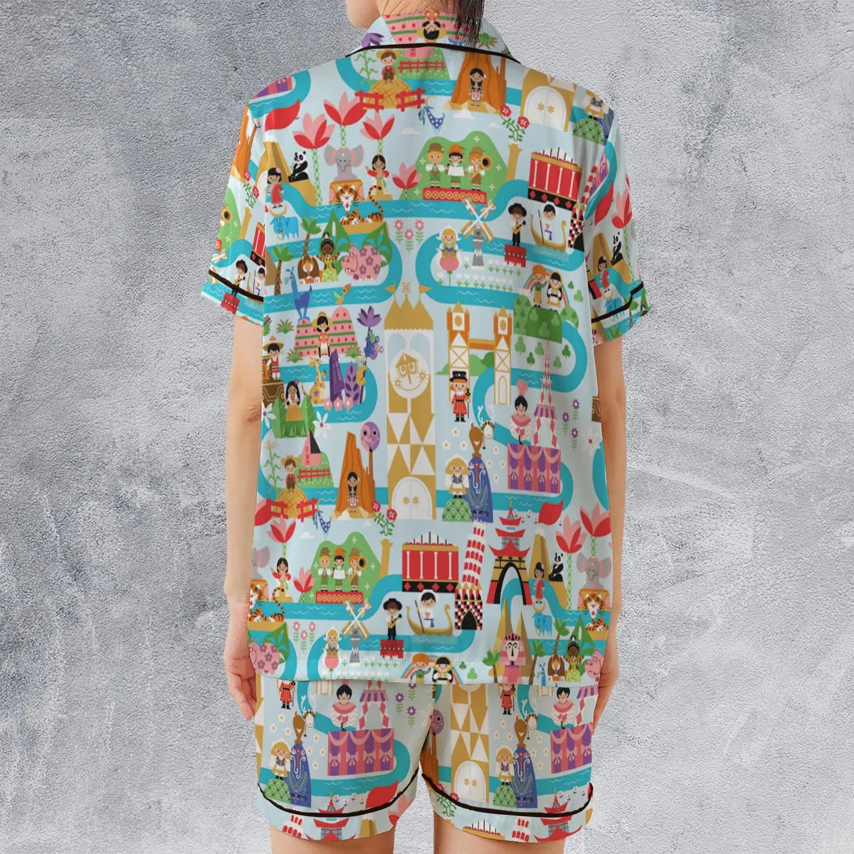 Satin Short-Sleeve Pajamas Set - 1T3B4KAM