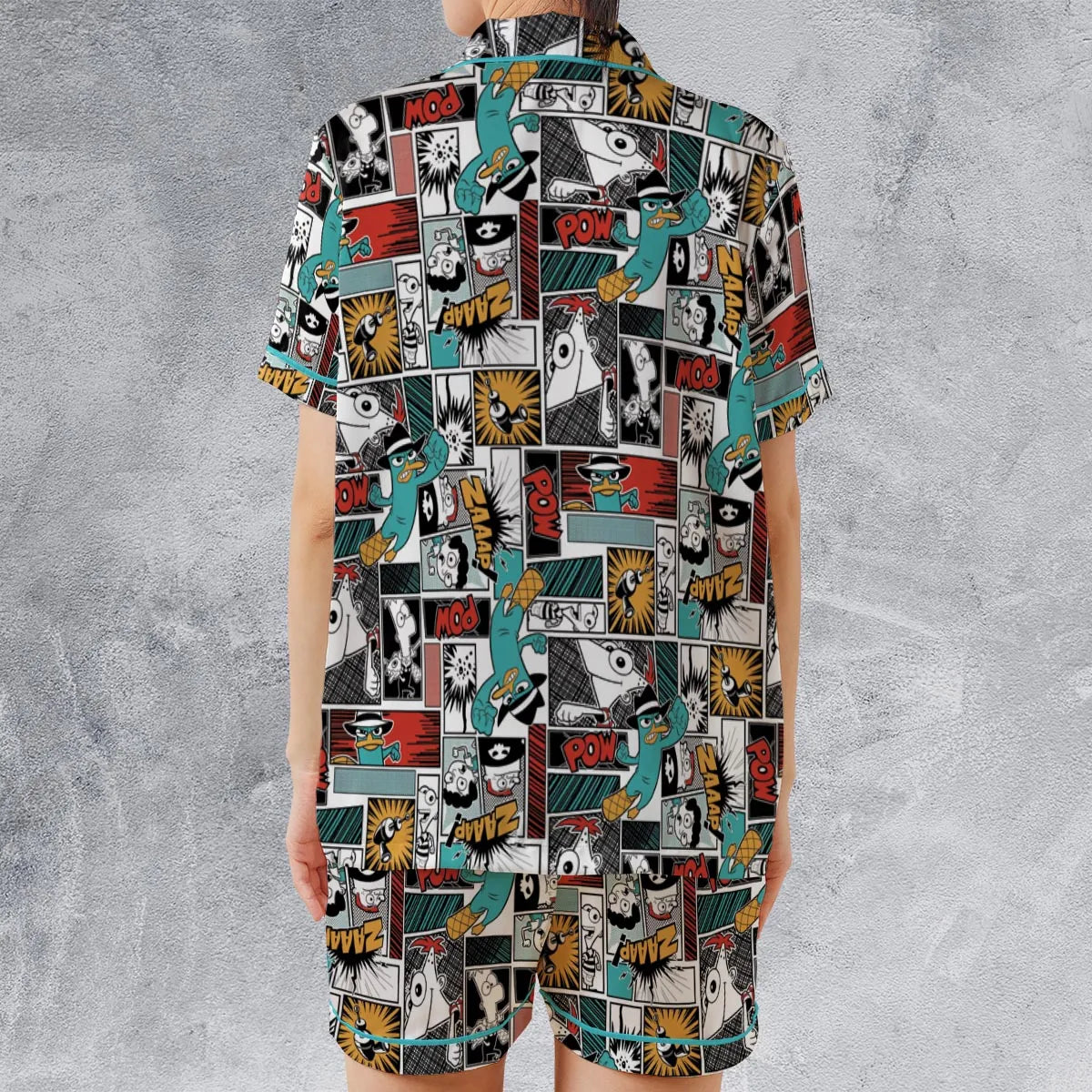 Satin Short-Sleeve Pajamas Set - LNXV42TY