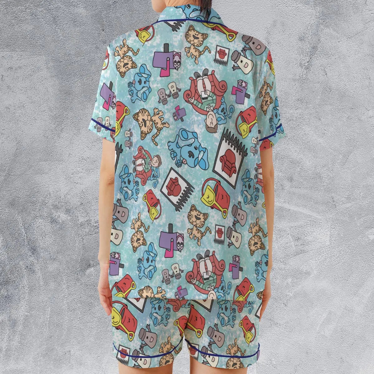 Satin Short-Sleeve Pajamas Set - QTC8MWGK