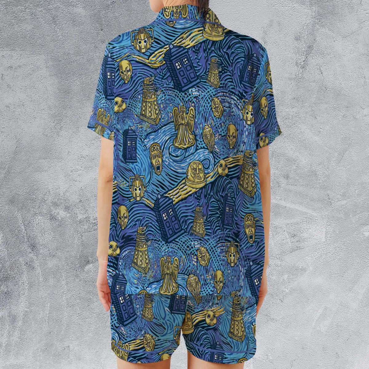 Satin Short-Sleeve Pajamas Set - SKNG4MCB