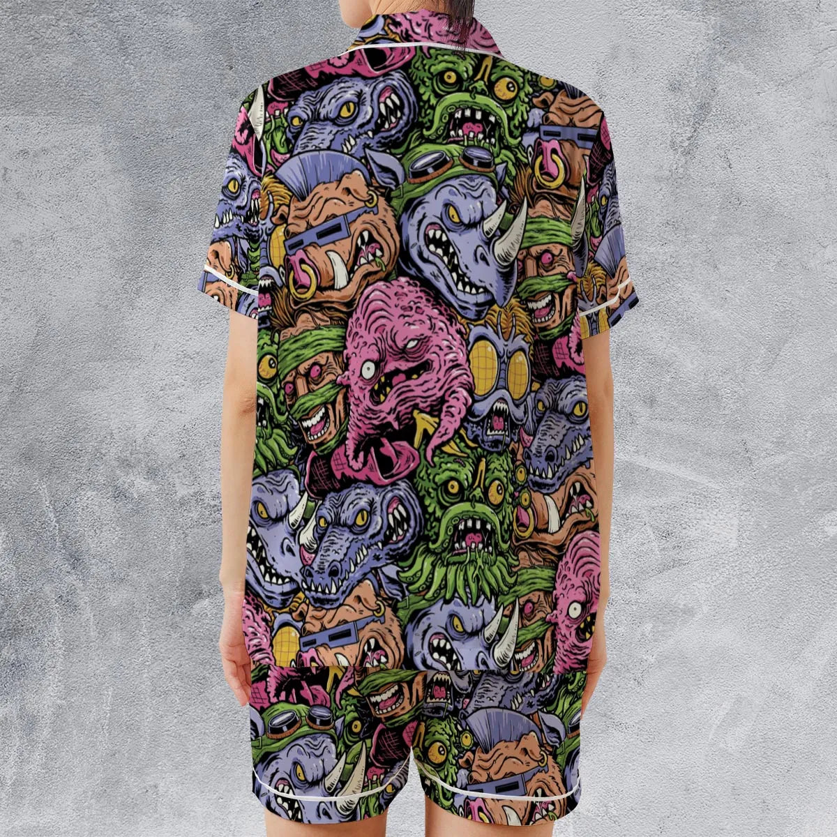Satin Short-Sleeve Pajamas Set - JDDE65ZD