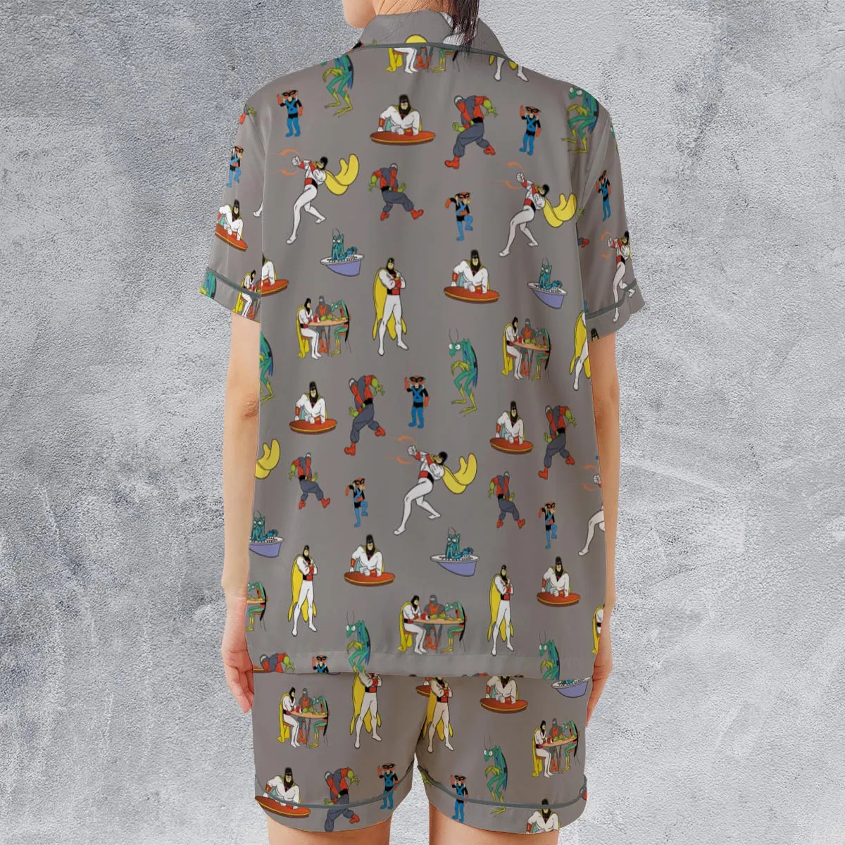 Satin Short-Sleeve Pajamas Set - JZDVWEL7
