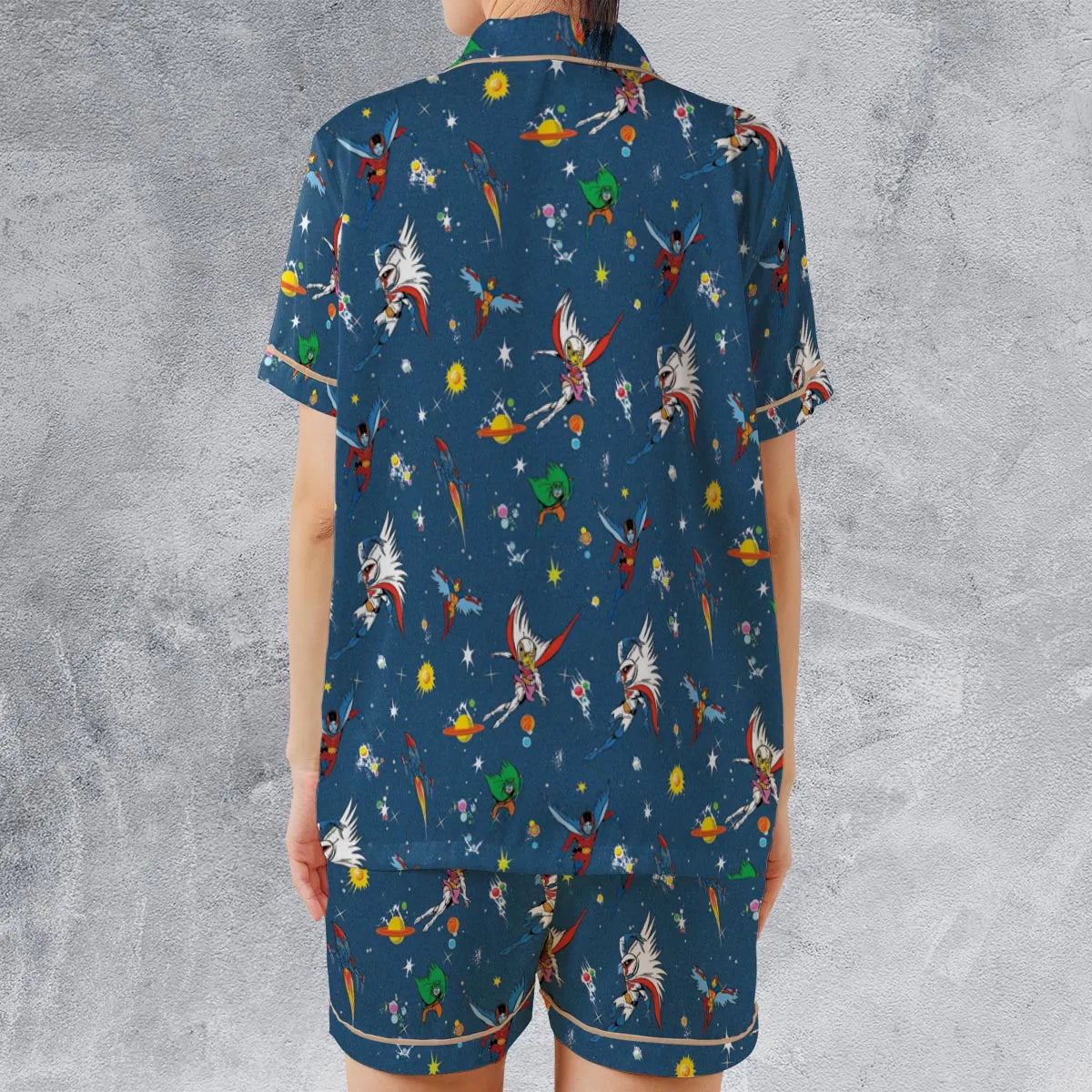 Satin Short-Sleeve Pajamas Set - B6D87YDC