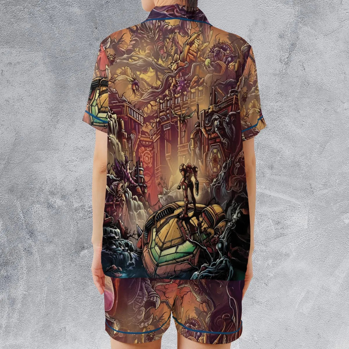 Satin Short-Sleeve Pajamas Set - SQGHU3BE