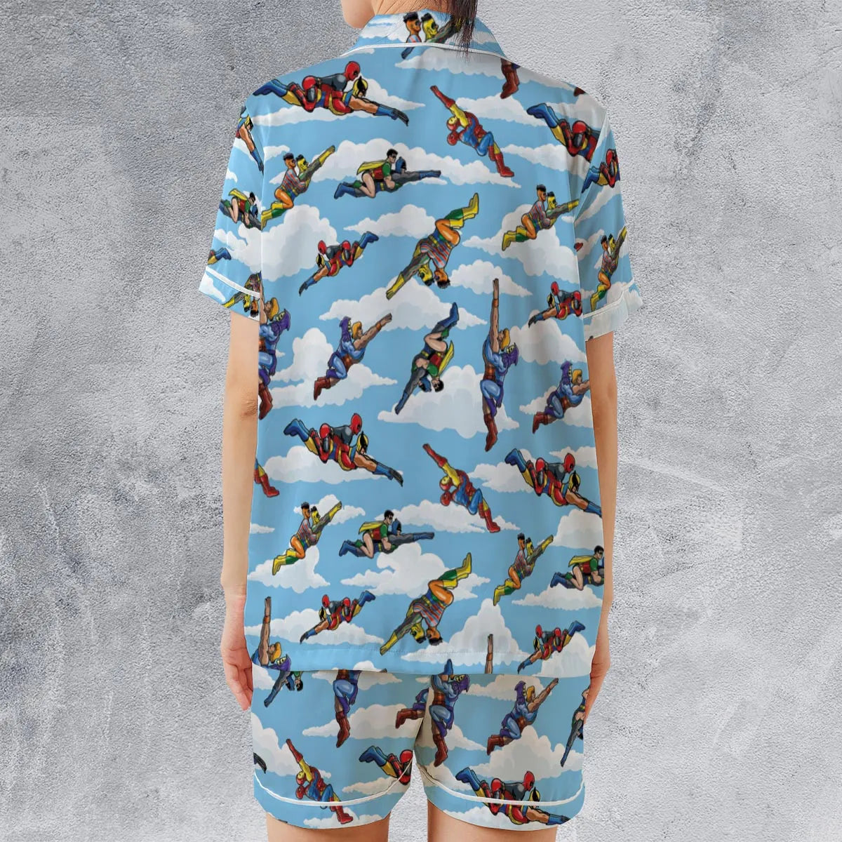 Satin Short-Sleeve Pajamas Set - EK3Z1B9A