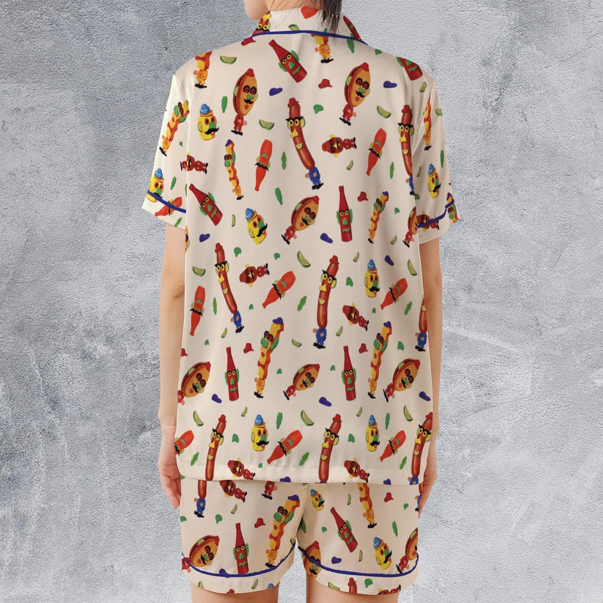 Satin Short-Sleeve Pajamas Set - FF3NDQE9