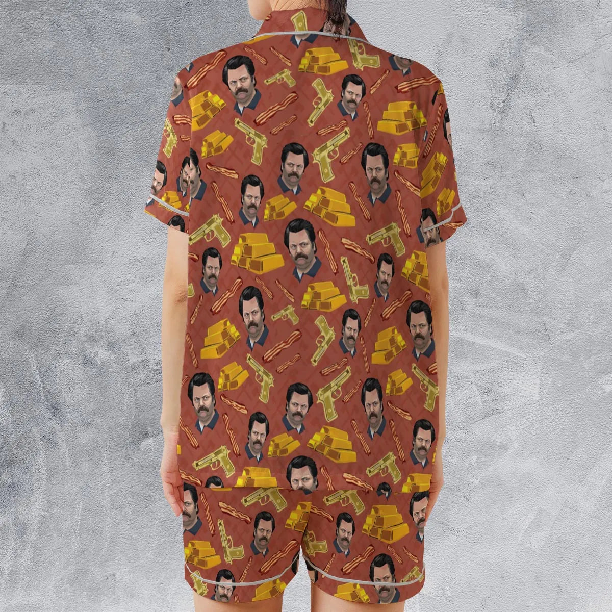 Satin Short-Sleeve Pajamas Set - GE4WGG3F