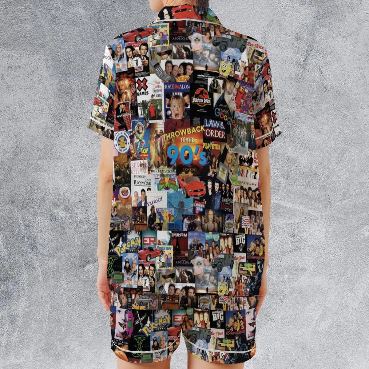 Satin Short-Sleeve Pajamas Set - BK1LVJNF