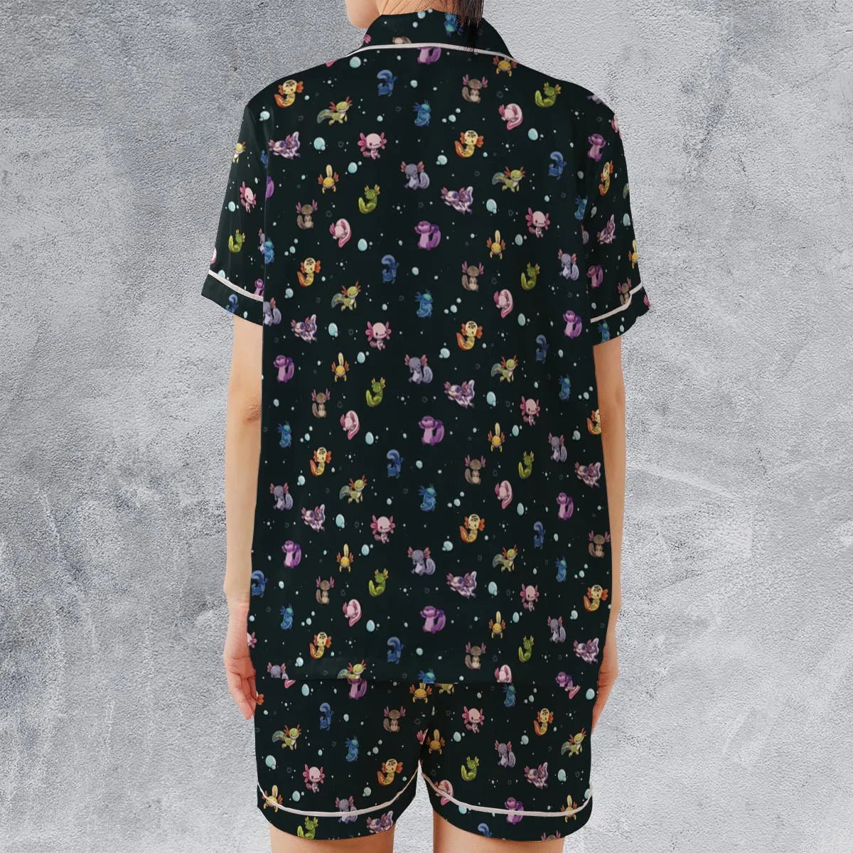 Satin Short-Sleeve Pajamas Set - ZUHJMEYR