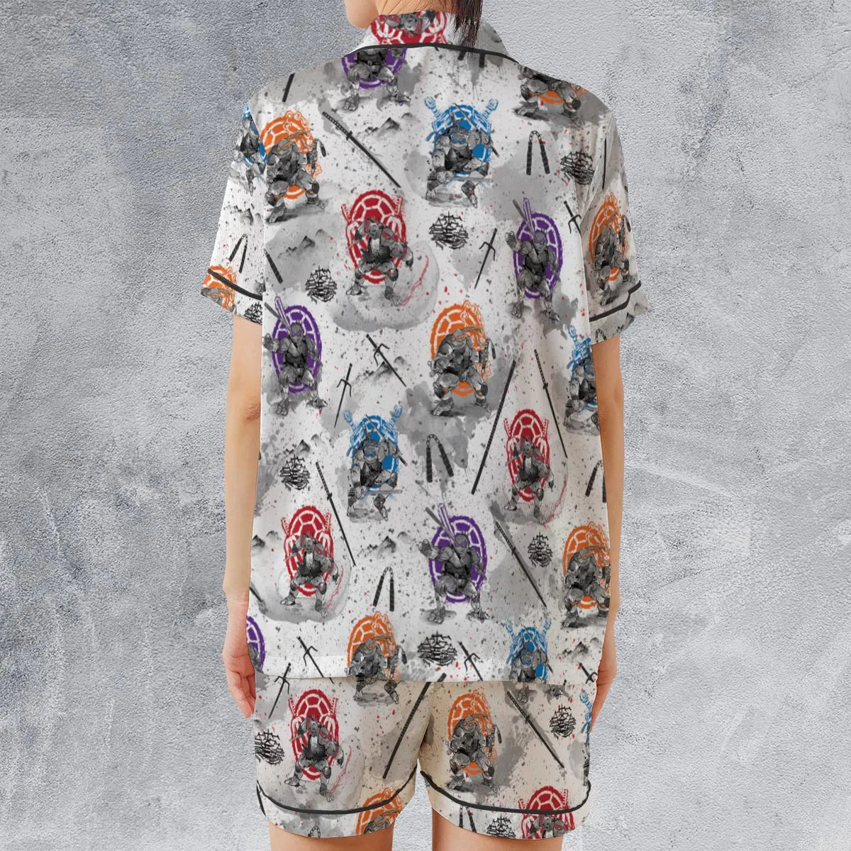 Satin Short-Sleeve Pajamas Set - SEENPEKY