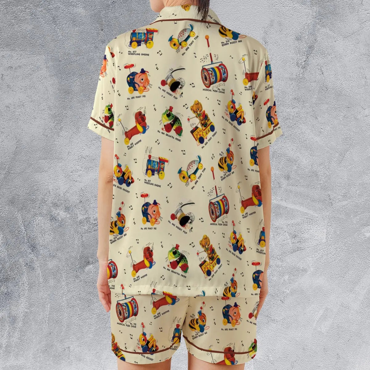 Satin Short-Sleeve Pajamas Set - U3DVZM81