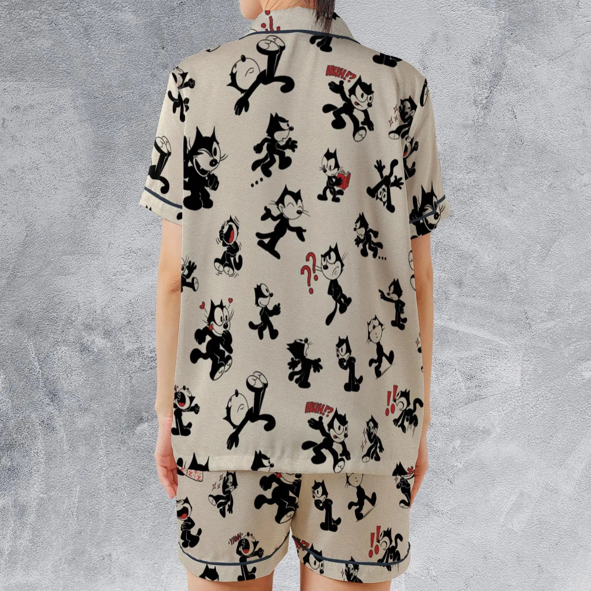 Satin Short-Sleeve Pajamas Set - JXRUYSQY