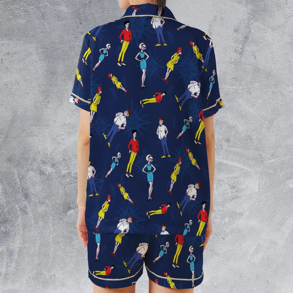 Satin Short-Sleeve Pajamas Set - FDLBXQAV