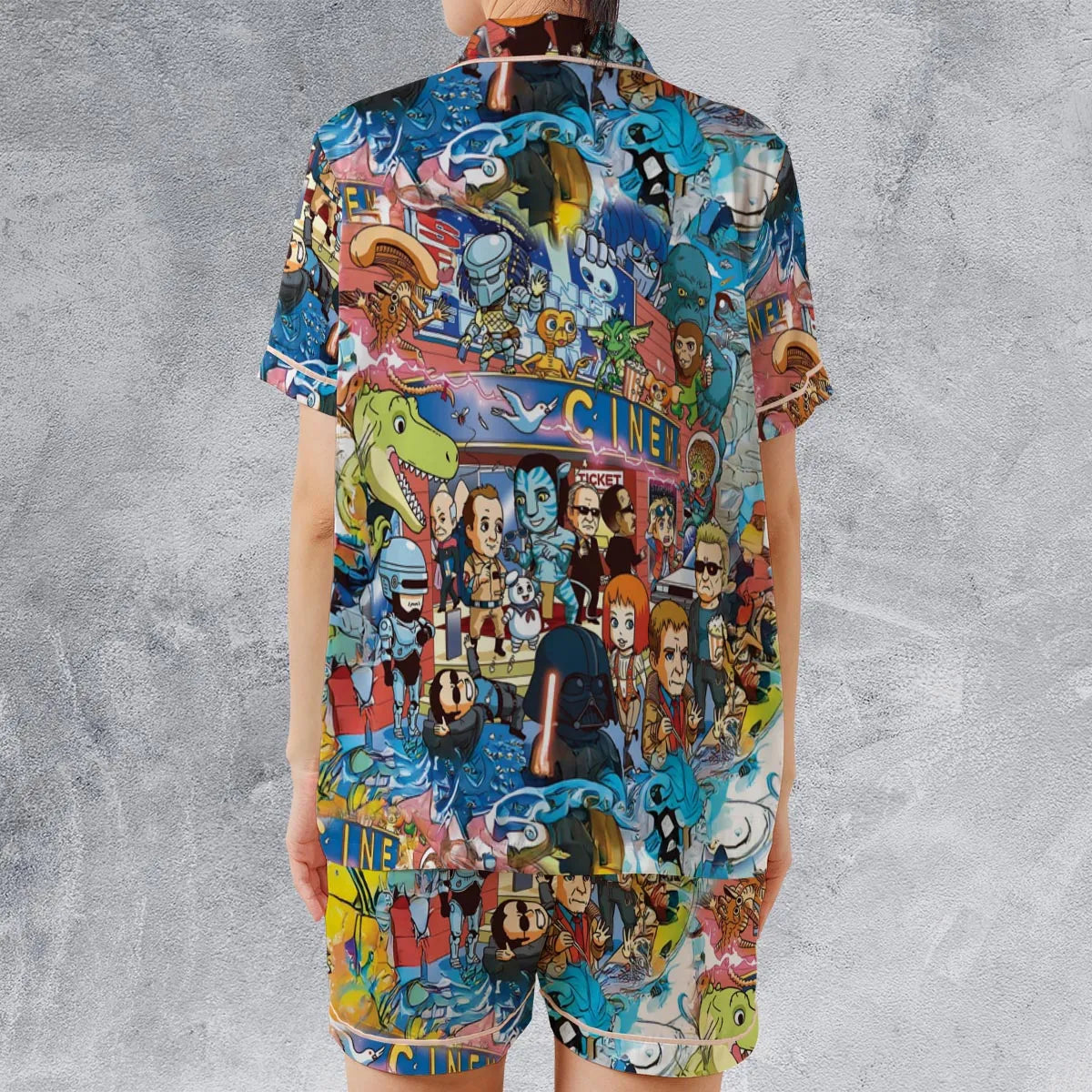 Satin Short-Sleeve Pajamas Set - V4FEH3CT