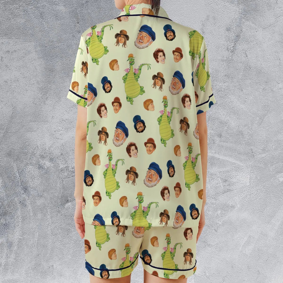 Satin Short-Sleeve Pajamas Set - DRM5W8BW