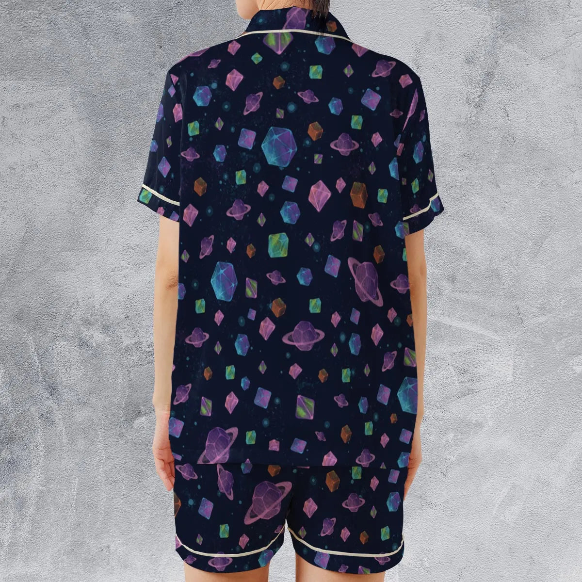 Satin Short-Sleeve Pajamas Set - YELB8BYY