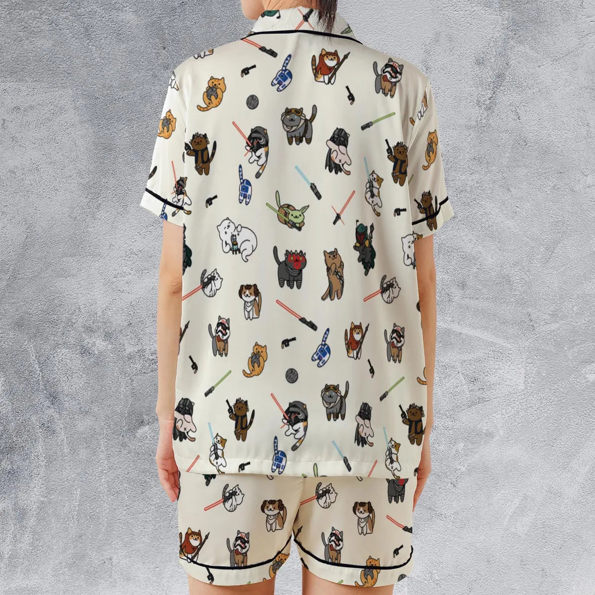 Satin Short-Sleeve Pajamas Set - UKKB4WL8