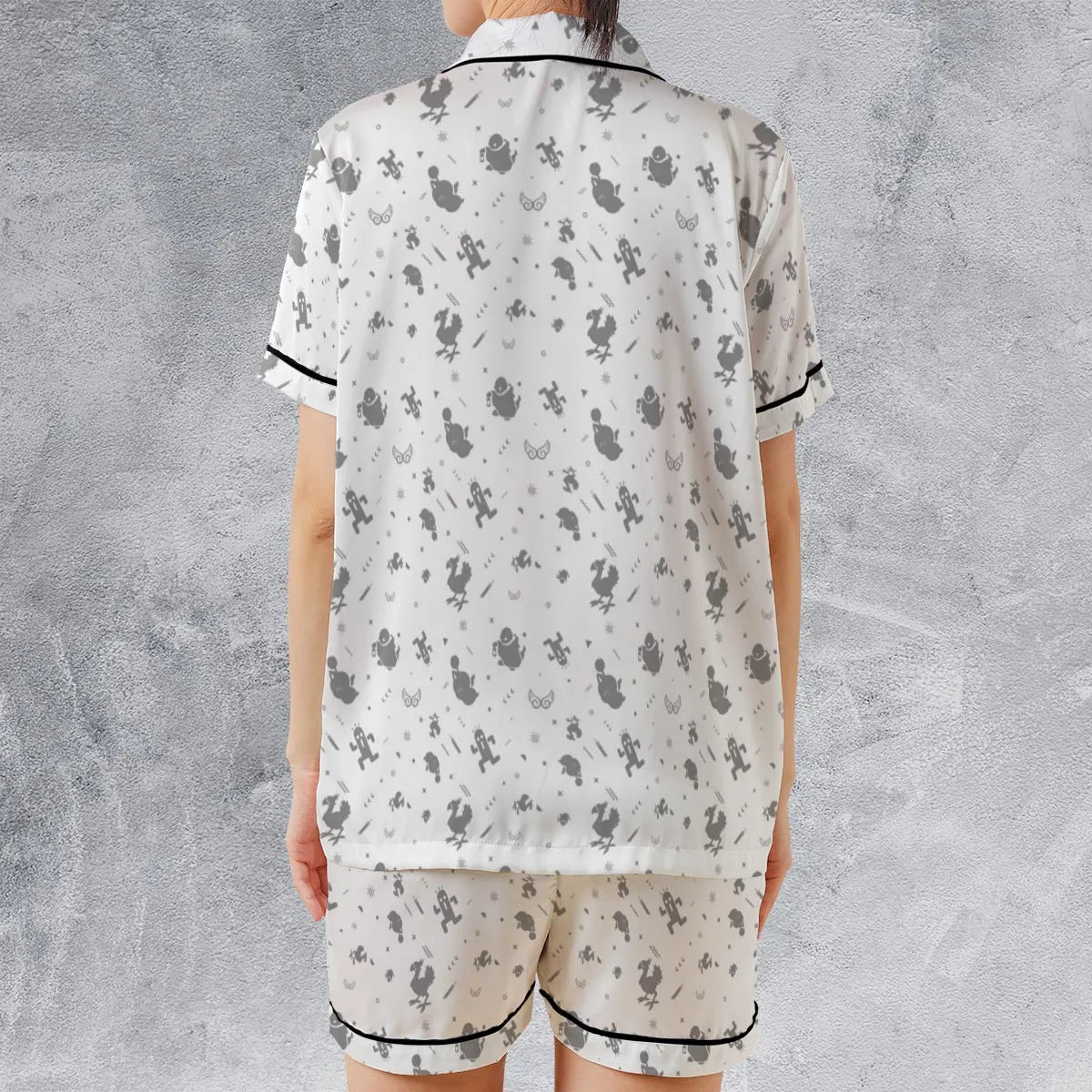 Satin Short-Sleeve Pajamas Set - TZ344RTE