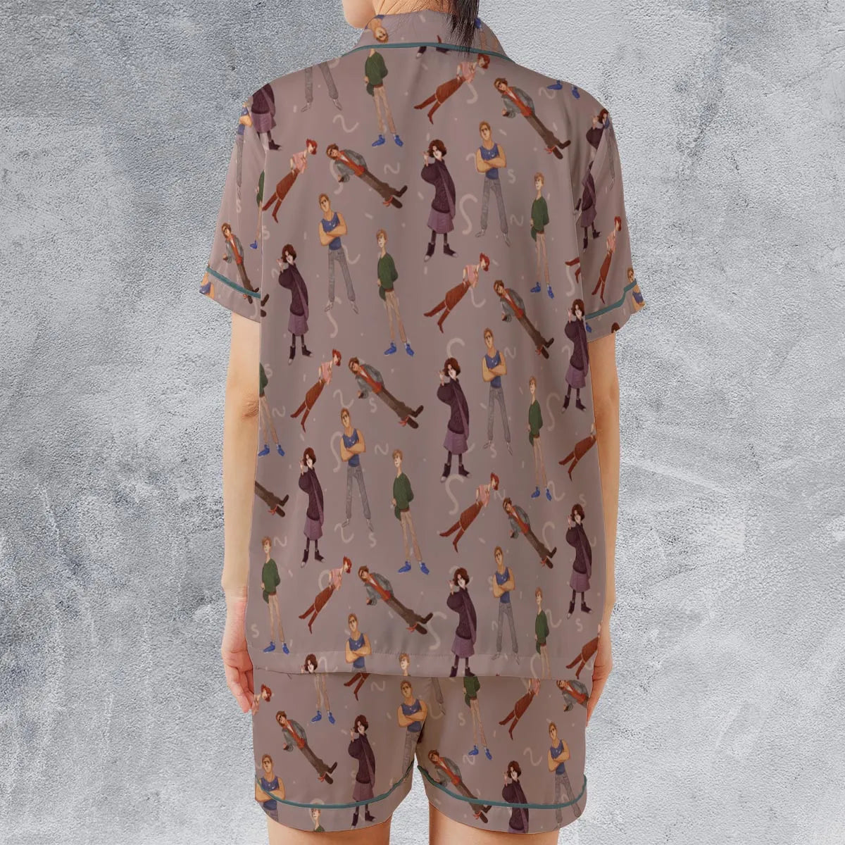 Satin Short-Sleeve Pajamas Set - XCAZJVBL