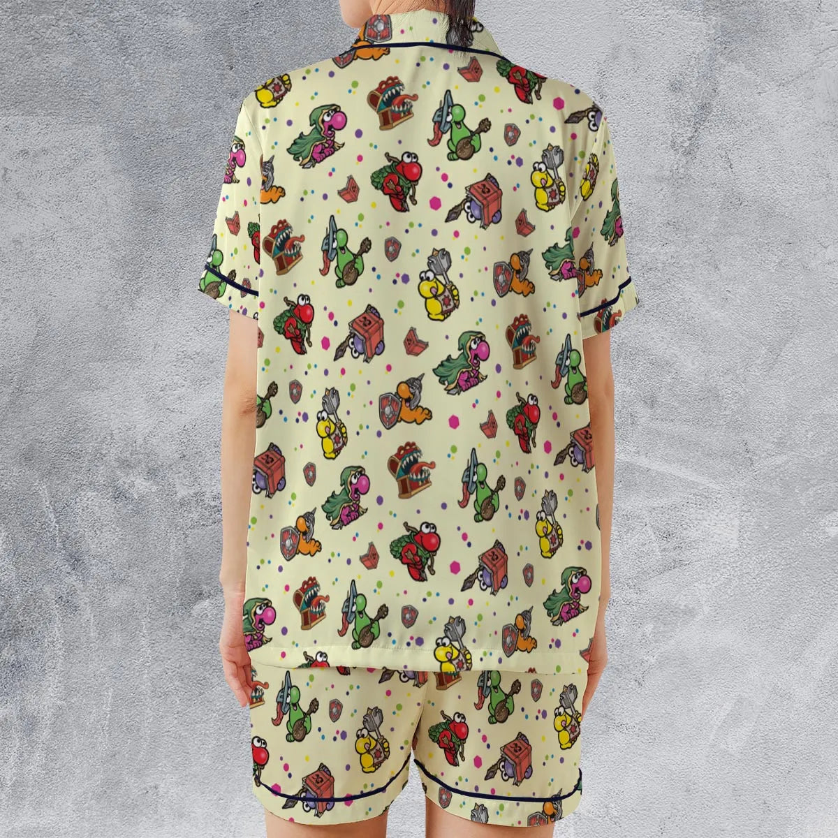 Satin Short-Sleeve Pajamas Set - SHLUKBG3