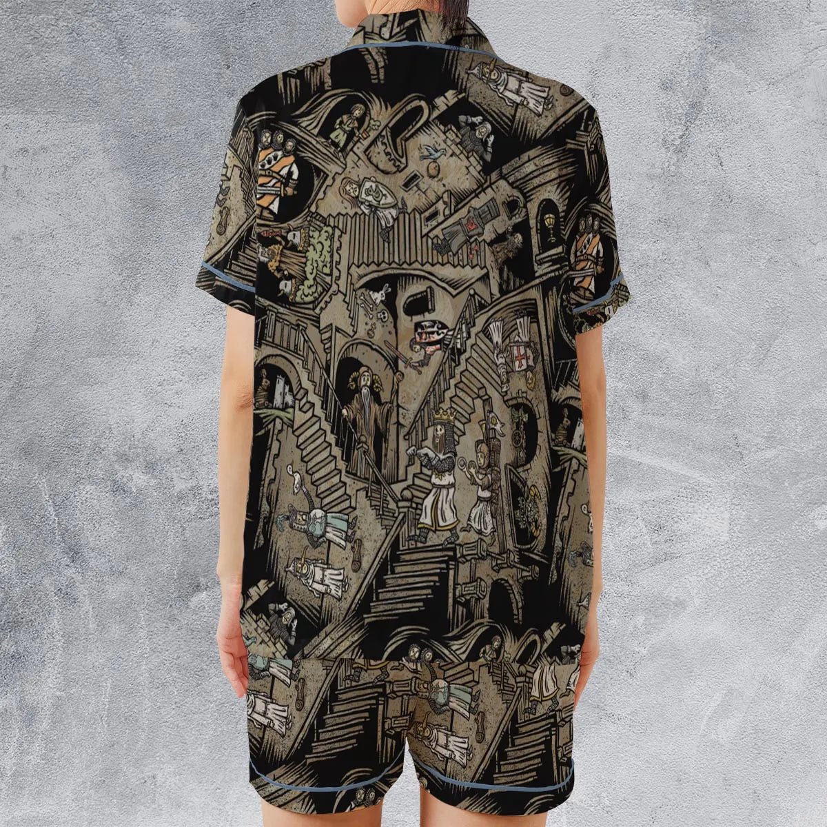 Satin Short-Sleeve Pajamas Set - AKJXTHSA