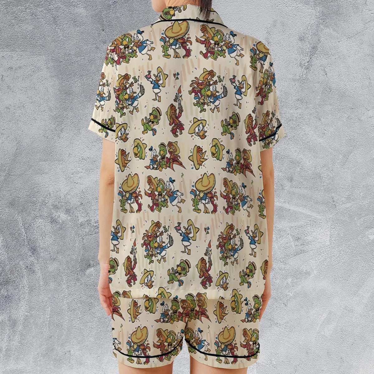 Satin Short-Sleeve Pajamas Set - ZD2QP7ED