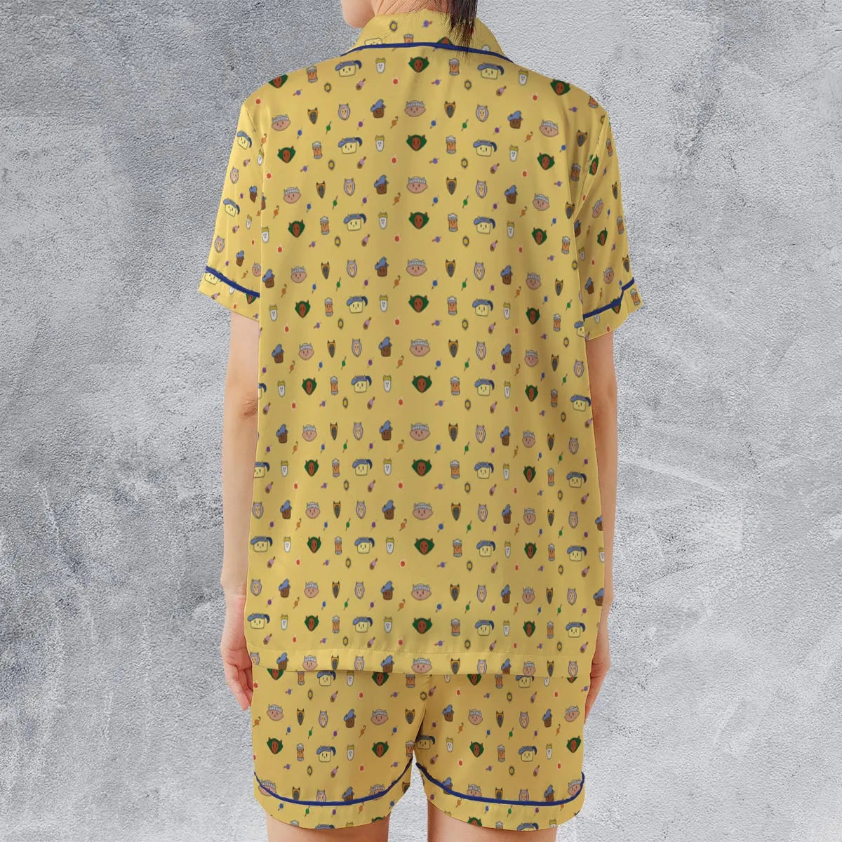 Satin Short-Sleeve Pajamas Set - YU7HNJH3