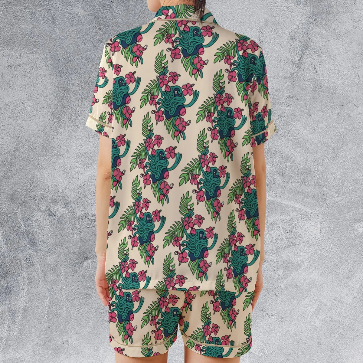 Satin Short-Sleeve Pajamas Set - 8GAZXMW5