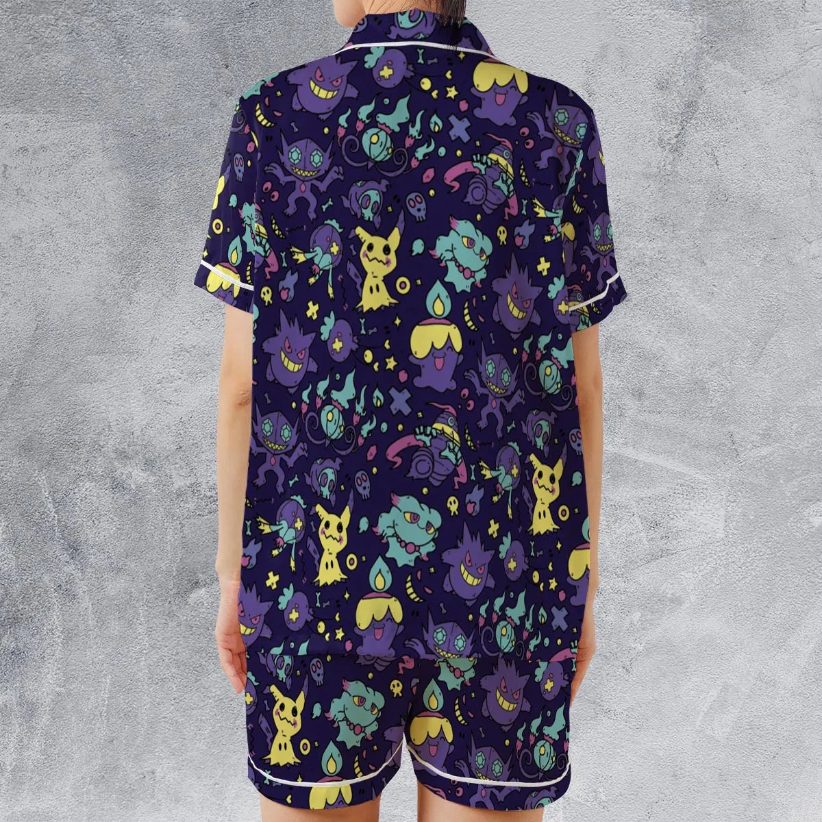 Satin Short-Sleeve Pajamas Set - C6F53GZW