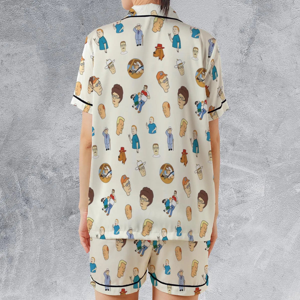 Satin Short-Sleeve Pajamas Set - EBPC9XL8