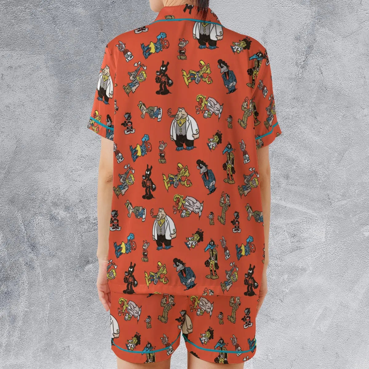 Satin Short-Sleeve Pajamas Set - Q86AF6FR