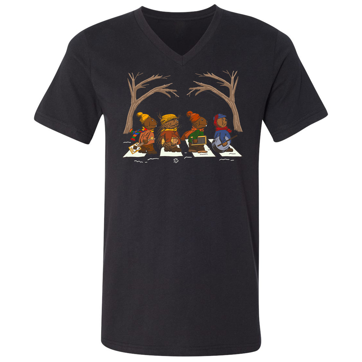 Unisex V-neck T-shirt - FH4UQ97M - Black - 1
