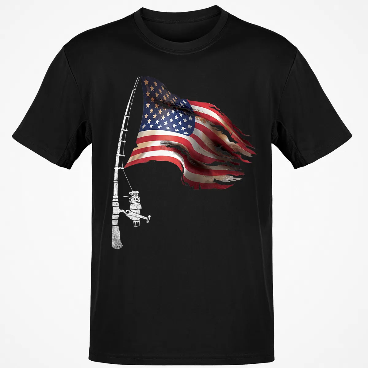 Fishing American Flag Fisherman Patriotic day 4th of July Classic Unisex T-Shirt